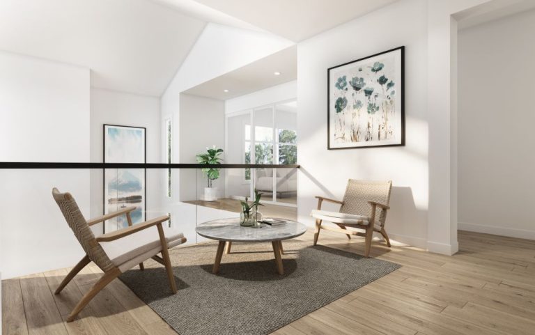 a room with a table and chairs